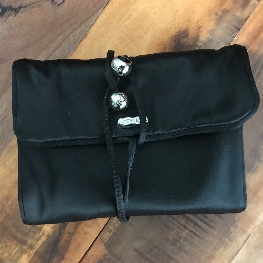 Black Satin Coach Jewelry Purse NWT